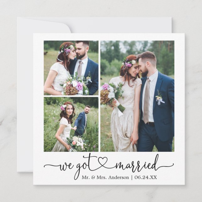 Anúncio Coração Caligráfico Casamos 3 Foto (Frente)