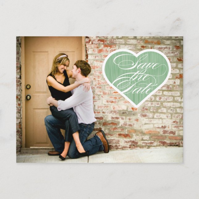 Anúncio Coração | Foto para salvar o cartão postal de data (Frente)