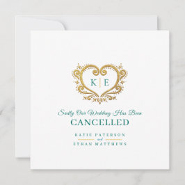 Anúncio Coração monograma cancelamento de casamento - verd