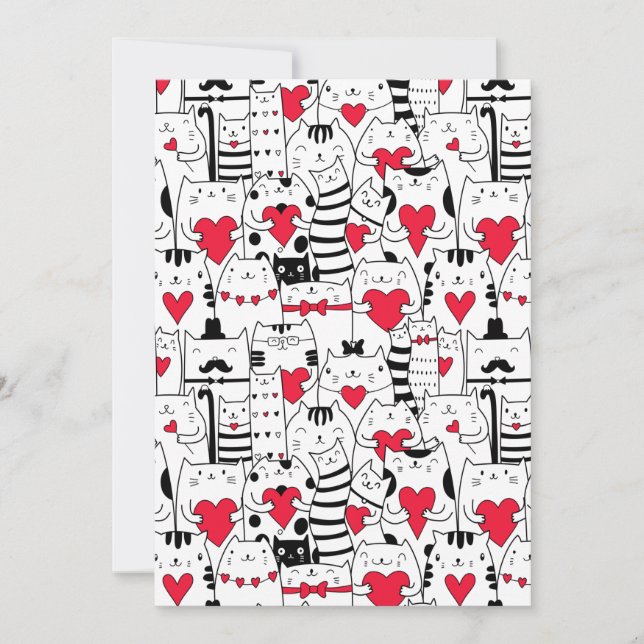 Anúncio Coração Vermelho de Gato Branco Preto (Frente)