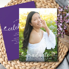 Anúncio Corações de Caligrafia Moderna Foto de Graduação R