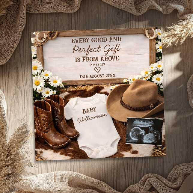 Anúncio Country Western Cowboy Boots Baby Reveal Pregnancy (Criador carregado)