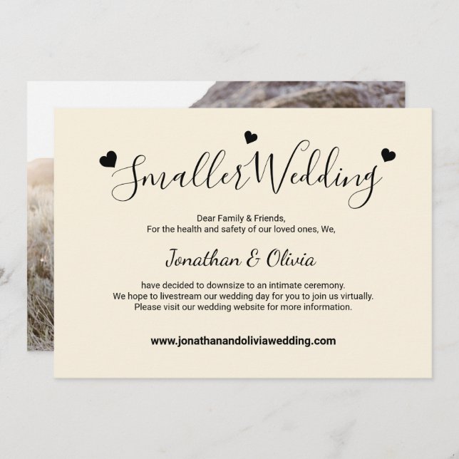 Anúncio Creme Marfim Pequeno Casamento Foto Redução Casame (Frente/Verso)