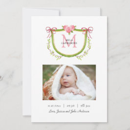 Anúncio Crest Floral Fofo com Aniversário de Menina Bebê M