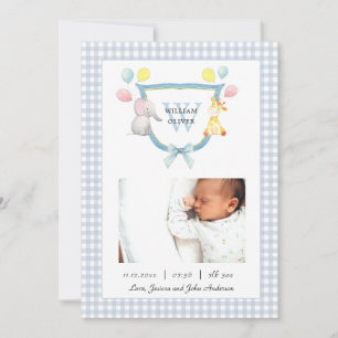 Anúncio Crest Monogramas com Cor de Água Nascimento de Ani