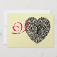 CUPID LACE HEART MONOGRAMA, ouro de fuchsia vermel