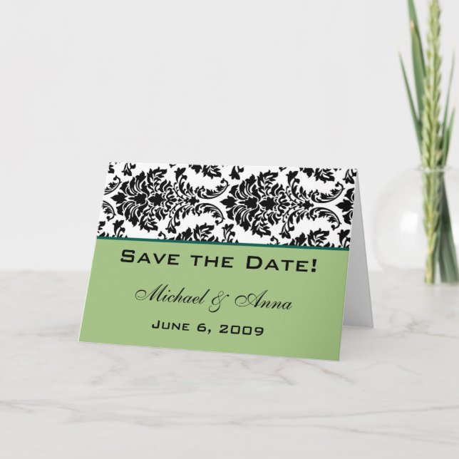 Anúncio Customize Save The Date Baroque Black and Green (Frente)