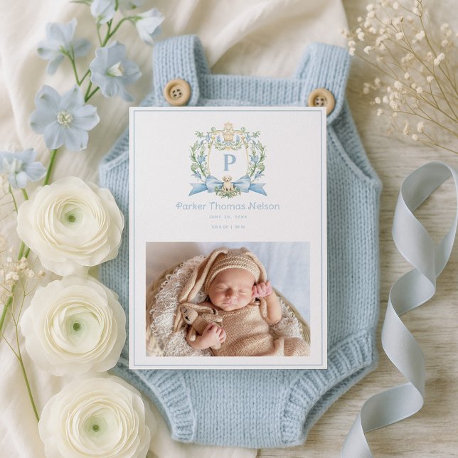 Anúncio Cute Puppy Blue Ribbon Crest | Baby Boy (Criador carregado)
