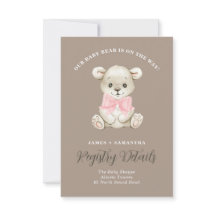 Cute Watercolor Baby Bear Pink Arco Gift Registro