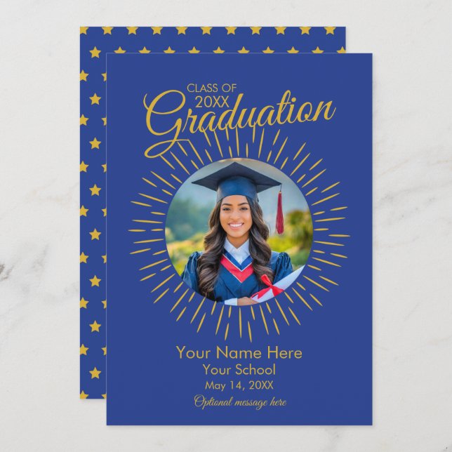 Anúncio da Estrela de Graduação de Fotos (Azul e D (Frente/Verso)