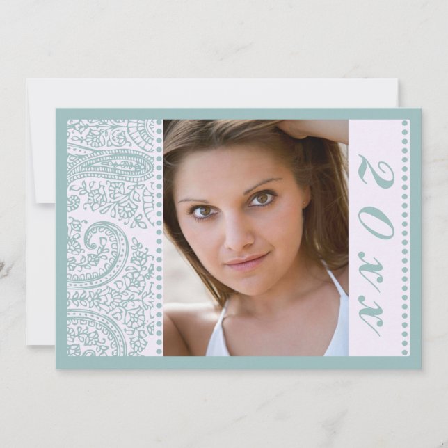 Anúncio da festa de formatura de fotos azul (Frente)