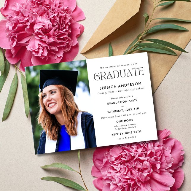 Anúncio da Festa de formatura do Segundo grau de f (Photo High School Graduation Party Announcement)