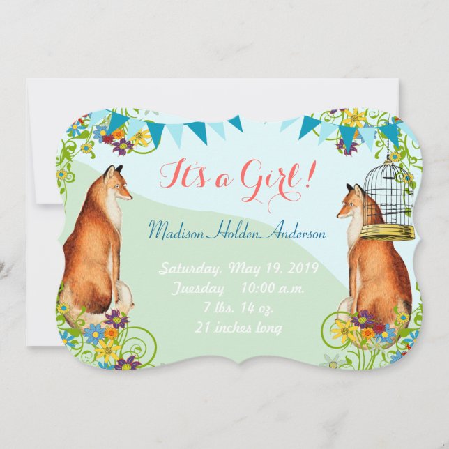 Anúncio da Garota do Vintage Fox Bunting Garden (Frente)