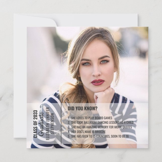 Anúncio da graduação de fatos divertidos 2 foto-mo (Frente)