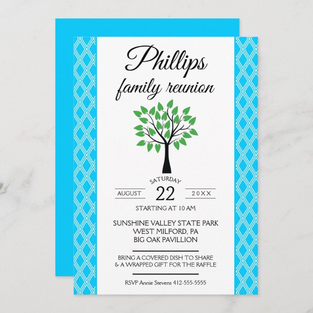 Anúncio da Reunião da Família de Fita Azul e Branc (Frente/Verso)