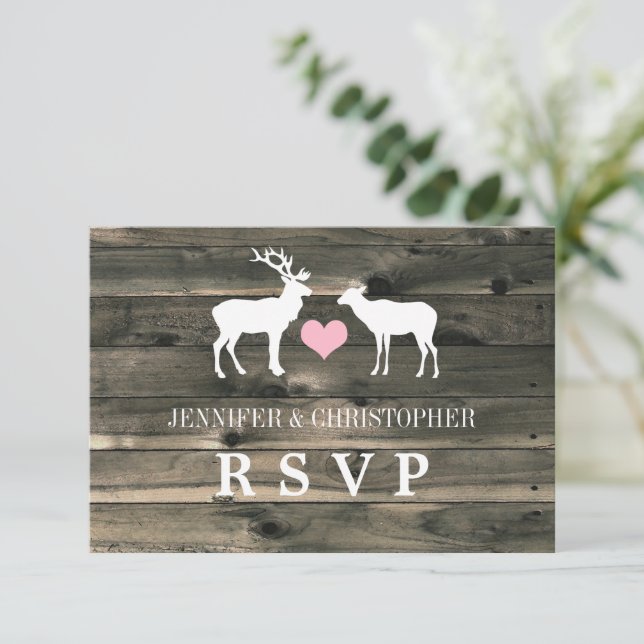 Anúncio da RSVP Rustic Country Buck and Doe (Em pé/Frente)