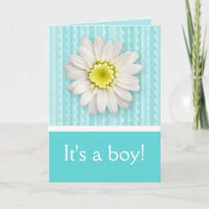 Anúncio Daisy and Stripes Baby Boy Birth Announcement