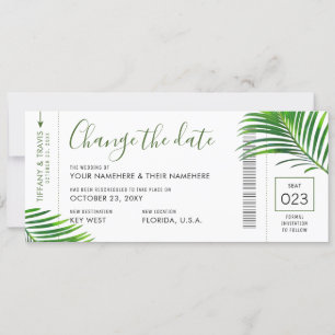 Anúncio Data de Casamento Mudar Palm Tropical Embarcar Pas