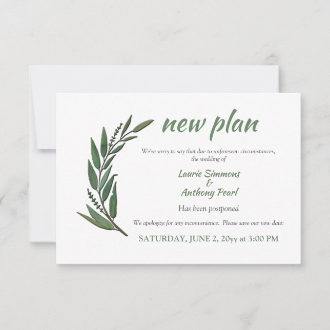 Anúncio de adiamento (Frente)