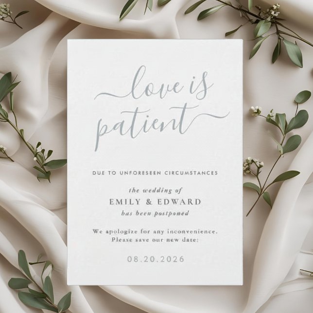 Anúncio de Adiamento de Casamento Blue Hand Script (Criador carregado)