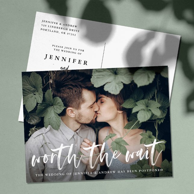 Anúncio de adiamento de casamento com fonte Modern (Criador carregado)