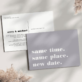 Anúncio de adiamento de casamento moderno cinza