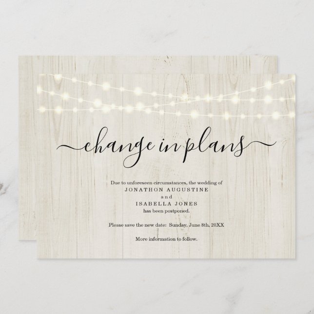 Anúncio de Adiamento de Casamento Rústico (Frente/Verso)