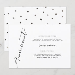 Anúncio de adiamento de casamento simples moderno