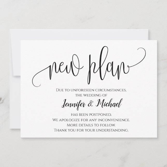 Anúncio de Adiamento de Novo Plano com Letra Moder (Frente)