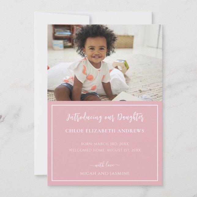 Anúncio de adoção, cor-de-rosa e faixa branca (Frente)