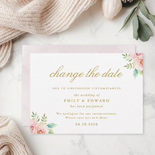 Anúncio de Alteração de Data de Casamento com Flor