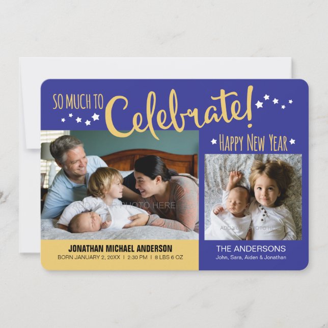 Anúncio de Anos novos Azuis e Dourados (Frente)