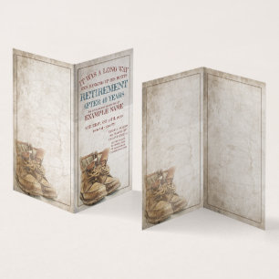 Anúncio de aposentação com botas antigas