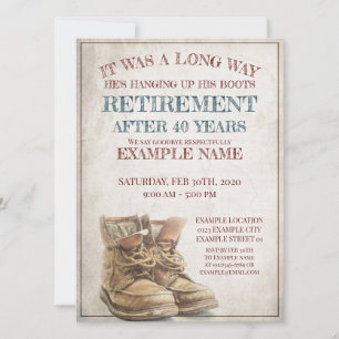Anúncio de aposentação com botas antigas