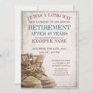 Anúncio de aposentação com botas antigas
