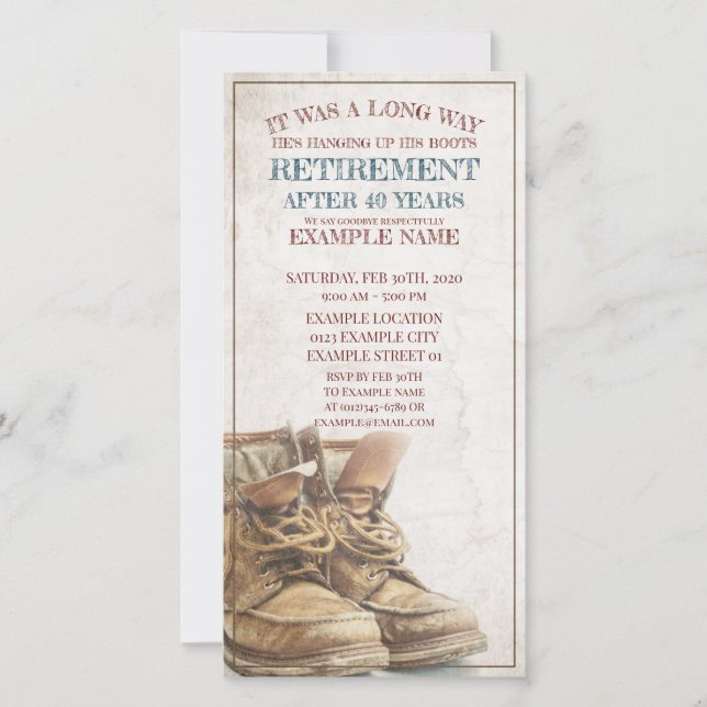Anúncio de aposentação com botas antigas (Frente)