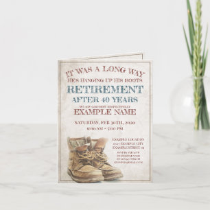 Anúncio de aposentação com botas antigas