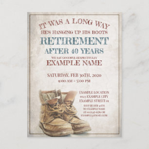 Anúncio de aposentação com botas antigas