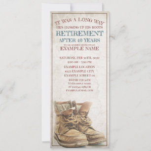 Anúncio de aposentação com botas antigas