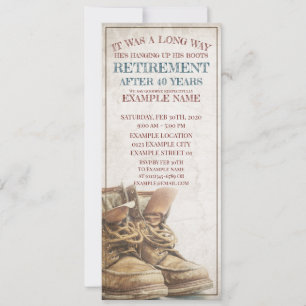 Anúncio de aposentação com botas antigas