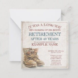 Anúncio de aposentação com botas antigas