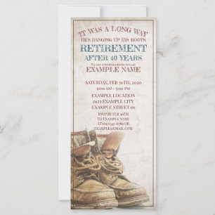 Anúncio de aposentação com botas antigas