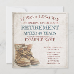 Anúncio de aposentadoria com botas antigas