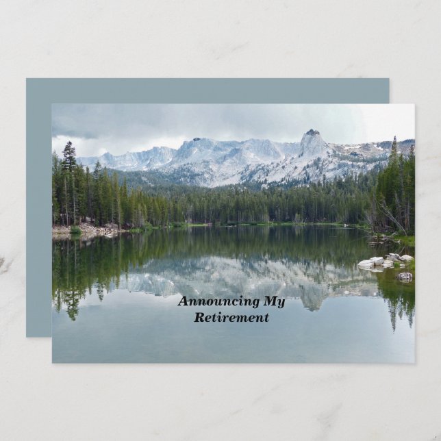 Anúncio de aposentadoria Reflexão do lago de monta (Frente/Verso)