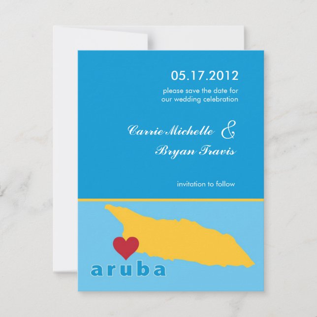 Anúncio de Aruba de Salvar a Data do Casamento (Frente)