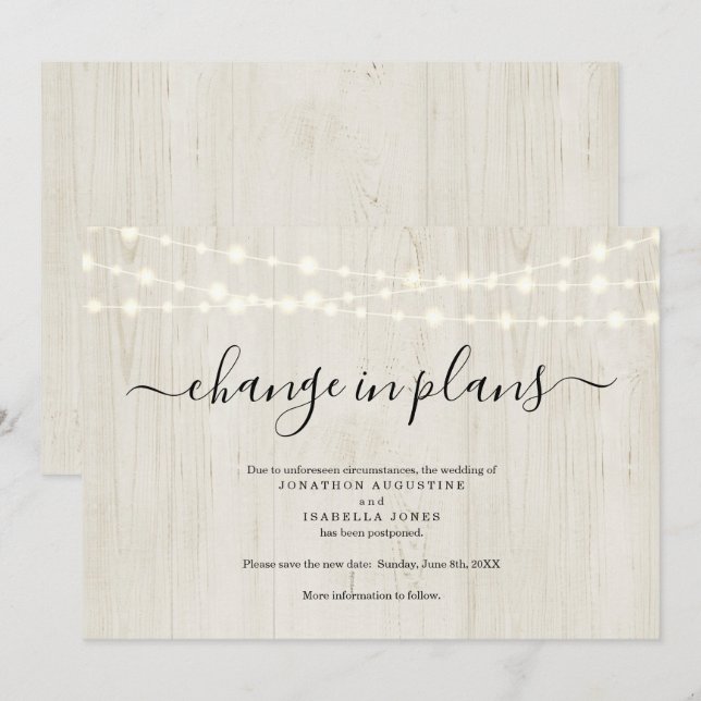 Anúncio de Atraso de Casamento Rústico (Frente/Verso)