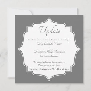 Anúncio de Atualização de Casamento Adiado da cinz