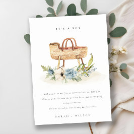 Anúncio de bebê Bassinet Floral Azul na Enfermeira