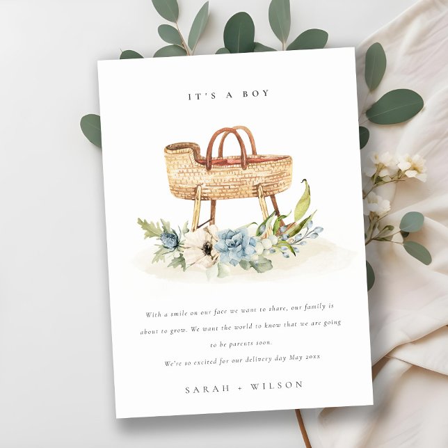 Anúncio de bebê Bassinet Floral Azul na Enfermeira (Criador carregado)