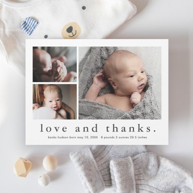 Anúncio de Bebê com Foto de Amor e Agradecimento O (Criador carregado)